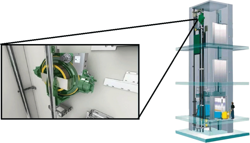 Traction Gearless Elevator - Machine Room Less (MRL)